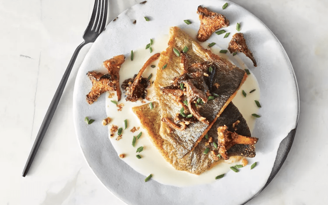 Pan-Seared Trout with Green Garlic and Crunchy Chanterelles